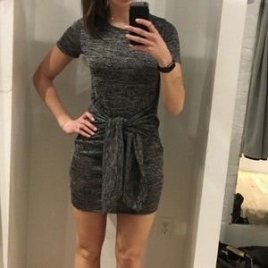 TeenBell Grey T-Shirt Dress with waist tie